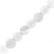 Natural stone beads 4mm Agate crackle White frosted